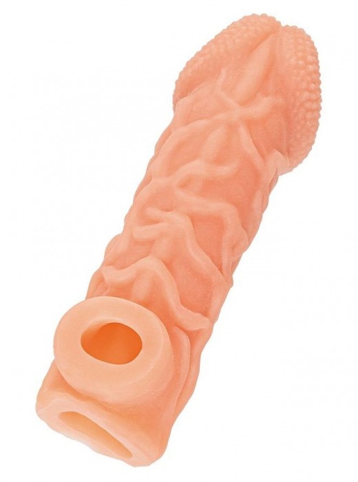 Телесная закрытая насадка с венками Cock Sleeve Size M - 15,6 см. - KOKOS - в Новокуйбышевске купить с доставкой