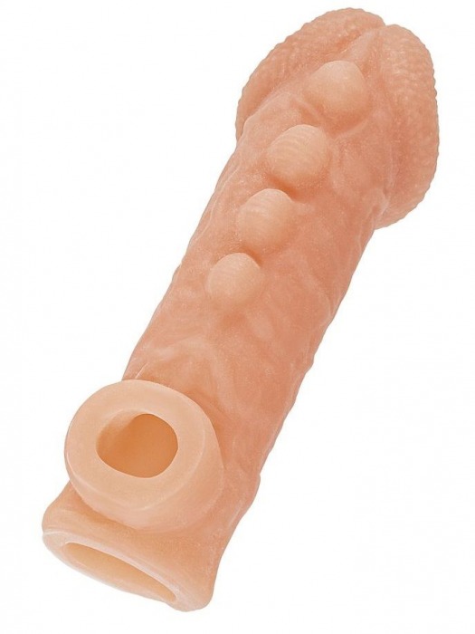 Телесная закрытая насадка с шишечками Cock Sleeve Size M - 15,6 см. - KOKOS - в Новокуйбышевске купить с доставкой