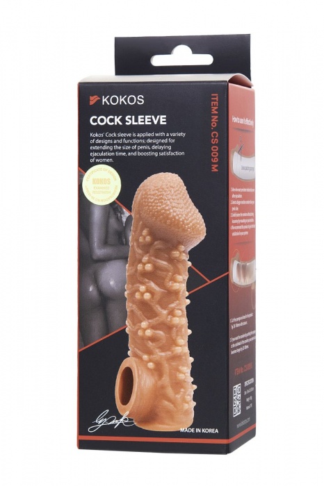 Телесная закрытая насадка с пучками шишечек Cock Sleeve Size M - 15,6 см. - KOKOS - в Новокуйбышевске купить с доставкой