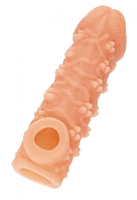 Телесная закрытая насадка с пучками шишечек Cock Sleeve Size L - 17,6 см. - KOKOS - в Новокуйбышевске купить с доставкой