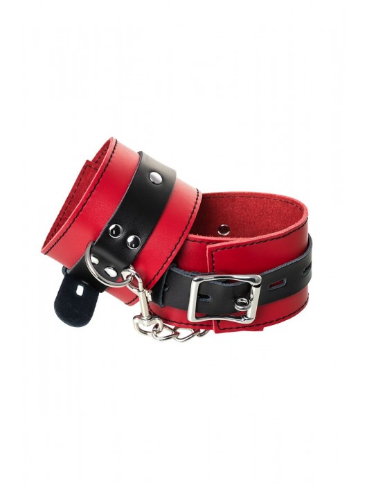 Красно-черные оковы на ноги из кожи - ToyFa - купить с доставкой в Новокуйбышевске