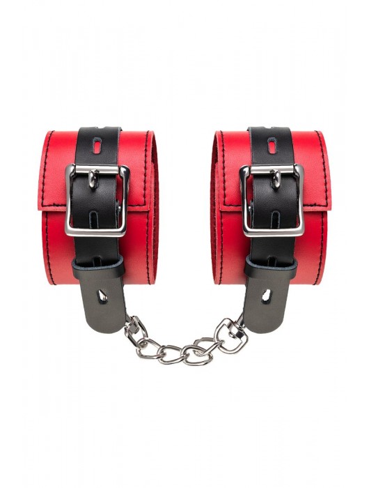Красно-черные оковы на ноги из кожи - ToyFa - купить с доставкой в Новокуйбышевске