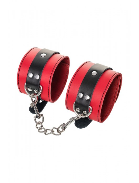 Красно-черные оковы на ноги из кожи - ToyFa - купить с доставкой в Новокуйбышевске