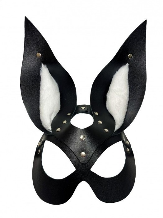 Черная маска зайки с белым мехом на ушках Miss Bunny - БДСМ Арсенал - купить с доставкой в Новокуйбышевске
