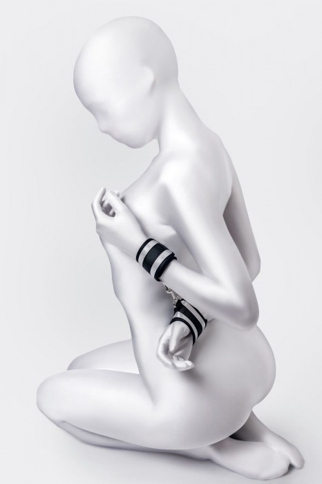 Серебристо-черные наручники Anonymo - ToyFa - купить с доставкой в Новокуйбышевске