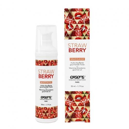Разогревающее массажное масло  с ароматом клубники Gourmet Strawberry - 50 мл. - Exsens - купить с доставкой в Новокуйбышевске
