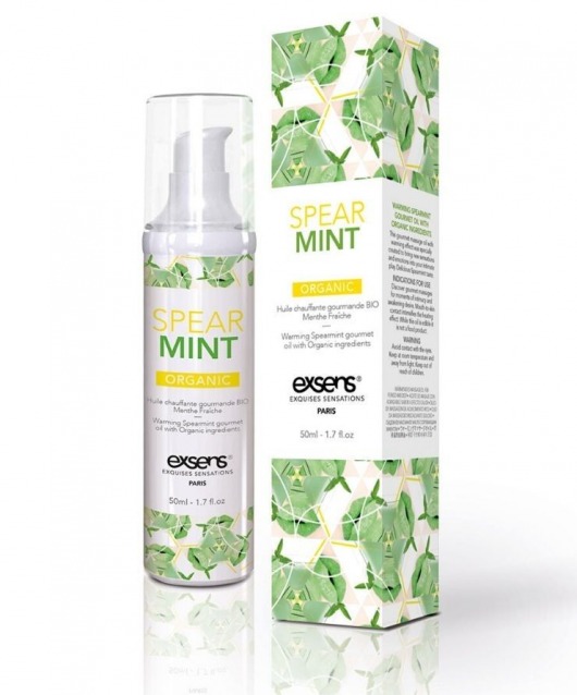 Разогревающее массажное масло Gourmet Spearmint Organic с органическими ингредиентами - 50 мл. - Exsens - купить с доставкой в Новокуйбышевске