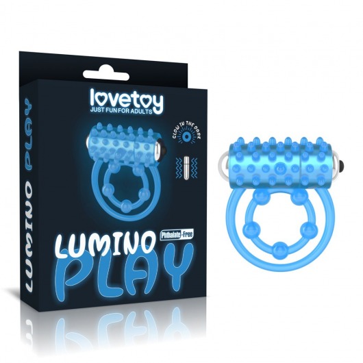 Голубое, светящееся в темноте виброкольцо Lumino Play Vibrating Penis Ring - Lovetoy - в Новокуйбышевске купить с доставкой
