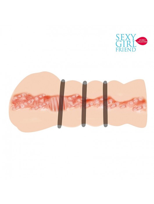 Телесный мастурбатор-вагина с комплектом эрекционных колец - Bior toys - в Новокуйбышевске купить с доставкой