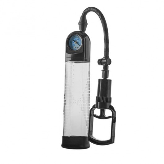 Прозрачная вакуумная помпа с манометром Deluxe Penis Pump - Dream Toys - в Новокуйбышевске купить с доставкой