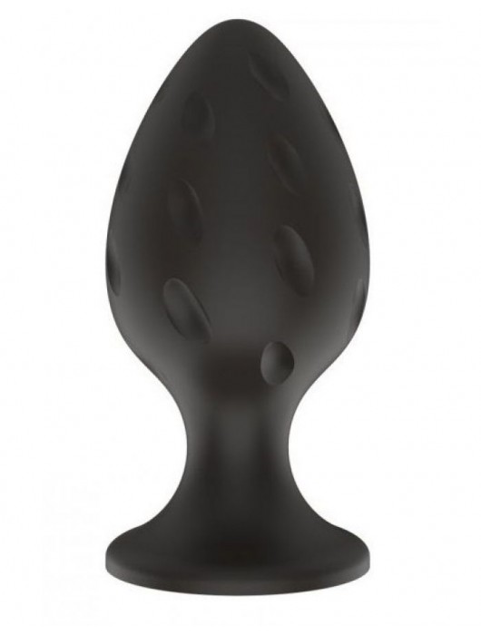 Черная малая силиконовая анальная пробка с рельефом в виде углублений - Свободный ассортимент