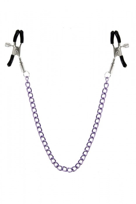 Зажимы для сосков с фиолетовой цепочкой Sweet Caress Nipple Chain - Sweet Caress - купить с доставкой в Новокуйбышевске