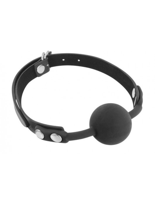 Черный силиконовый кляп-шарик на ремешках - Fetish Tentation - купить с доставкой в Новокуйбышевске