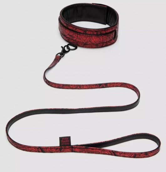Стильный ошейник с поводком Reversible Faux Leather Collar and Lead - Fifty Shades of Grey - купить с доставкой в Новокуйбышевске