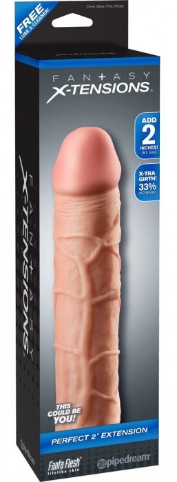 Телесная насадка Fantasy X-tensions Perfect 2  Extension - 20,3 см. - Pipedream - в Новокуйбышевске купить с доставкой