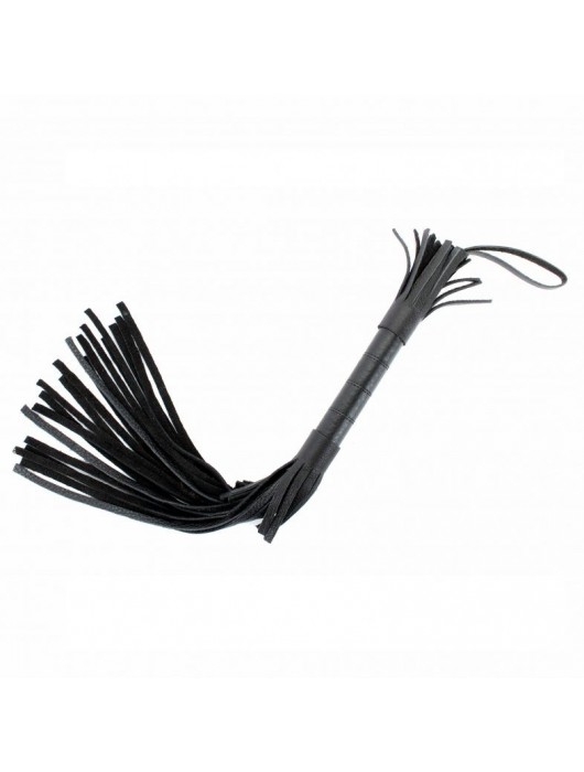 Короткая чёрная плетка из натуральной кожи - БДСМ Арсенал - купить с доставкой в Новокуйбышевске