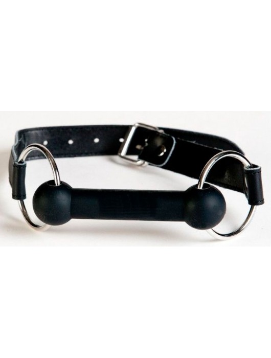 Чёрный кляп-трензель на кожаных ремешках - ToyFa - купить с доставкой в Новокуйбышевске