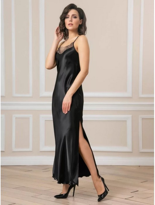 Длинная сорочка на узких бретелях с разрезом по ножке - Felisse купить с доставкой