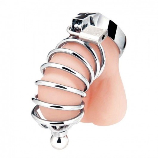 Серебристая клетка для члена Urethral Play Cage - BlueLine - купить с доставкой в Новокуйбышевске