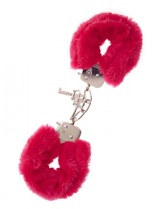 Металлические наручники с красной меховой опушкой METAL HANDCUFF WITH PLUSH RED - Dream Toys - купить с доставкой в Новокуйбышевске