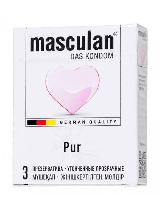 Супертонкие презервативы Masculan Pur - 3 шт. - Masculan - купить с доставкой в Новокуйбышевске
