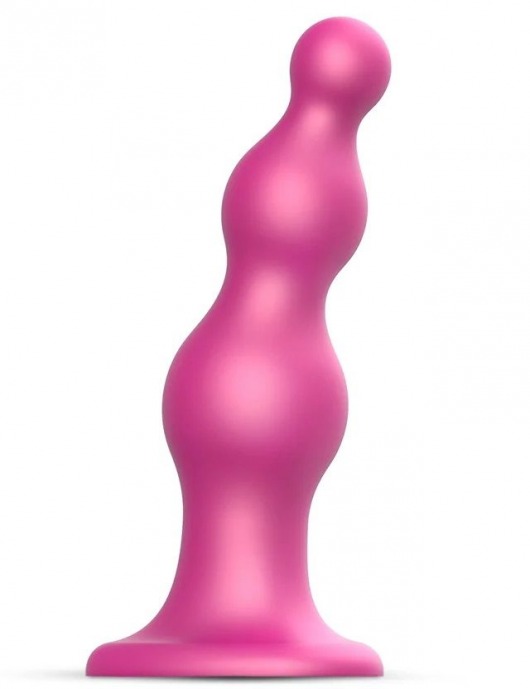 Розовая насадка Strap-On-Me Dildo Plug Beads size S - Strap-on-me - купить с доставкой в Новокуйбышевске