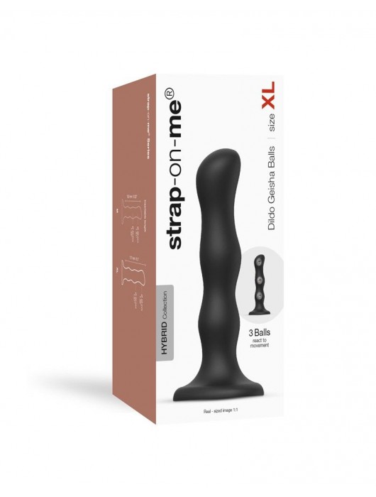 Черная насадка Strap-On-Me Dildo Geisha Balls size XL - Strap-on-me - купить с доставкой в Новокуйбышевске