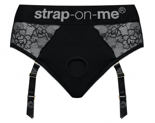 Черные трусики для насадок Diva Lingerie Harness - size L - Strap-on-me - купить с доставкой в Новокуйбышевске