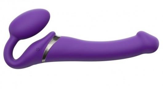 Фиолетовый безремневой вибрострапон Vibrating Bendable Strap-On - size L - Strap-on-me - купить с доставкой в Новокуйбышевске