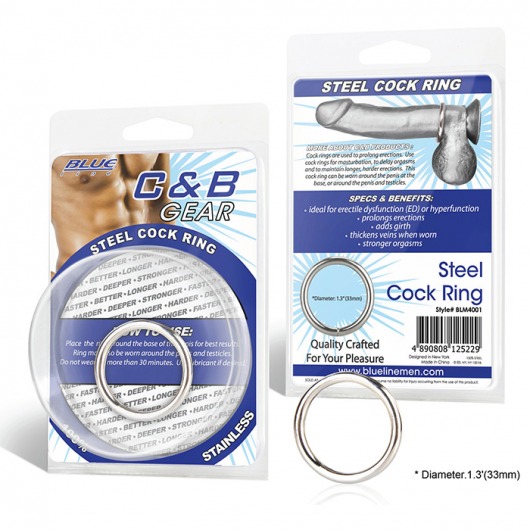 Стальное эрекционное кольцо STEEL COCK RING - 3.5 см. - BlueLine - в Новокуйбышевске купить с доставкой