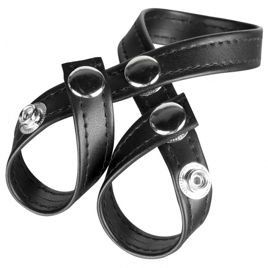 Разделитель мошонки из искусственной кожи на клепках 8 STYLE BALL DIVIDER - BlueLine - купить с доставкой в Новокуйбышевске