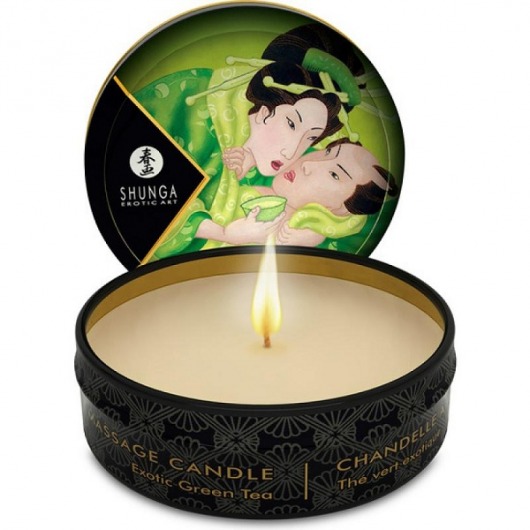 Массажная свеча Exotic Green Tea с ароматом зелёного чая - 30 мл. - Shunga - купить с доставкой в Новокуйбышевске