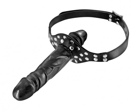 Черный кляп-фаллоимитатор Double Penis Gag - Fetish Tentation - купить с доставкой в Новокуйбышевске