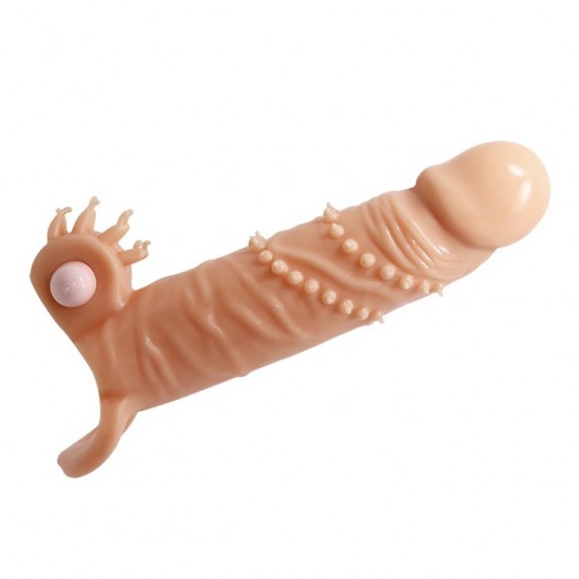 Телесная удлиняющая вибронасадка Penis Sleeve Connor - 17 см. - Baile - в Новокуйбышевске купить с доставкой