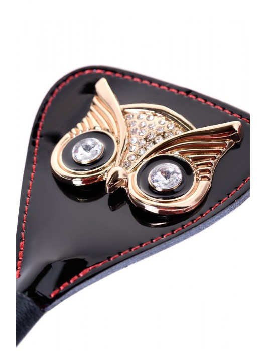 Чёрный стек с совой на кожаном наконечнике - 24 см. - ToyFa - купить с доставкой в Новокуйбышевске