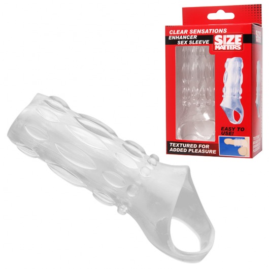 Насадка на пенис с кольцом для мошонки Clear Sensations Enhancer Sex Sleeve - 11,5 см. - XR Brands - в Новокуйбышевске купить с доставкой