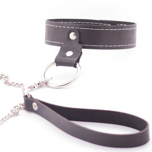 Узкий однослойный ошейник с поводком - Crazy Handmade - купить с доставкой в Новокуйбышевске