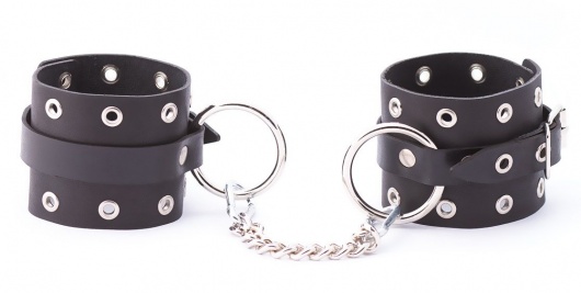 Черные кожаные оковы с люверсами - Crazy Handmade - купить с доставкой в Новокуйбышевске