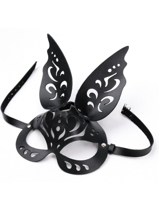 Черная ажурная маска  Зайка  с ушками - Crazy Handmade - купить с доставкой в Новокуйбышевске
