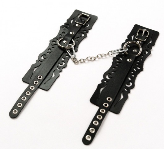 Узорчатые кожаные оковы с регулируемыми ремешками - Crazy Handmade - купить с доставкой в Новокуйбышевске