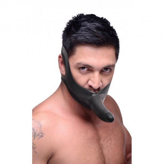 Черный кляп-страпон Masters Mini Face Fuck Strap-On - 14 см. - XR Brands - купить с доставкой в Новокуйбышевске