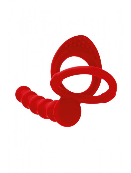 Красная насадка на пенис для двойного проникновения - 19,5 см. - ToyFa - купить с доставкой в Новокуйбышевске