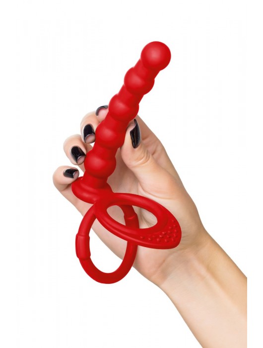 Красная насадка на пенис для двойного проникновения - 19,5 см. - ToyFa - купить с доставкой в Новокуйбышевске