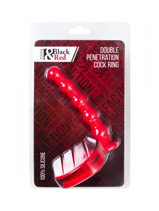 Красная насадка на пенис для двойного проникновения - 19,5 см. - ToyFa - купить с доставкой в Новокуйбышевске