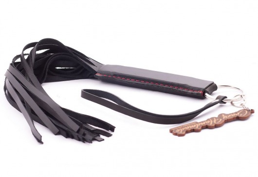 Черная кожаная плеть с удобной ручкой - 50 см. - Crazy Handmade - купить с доставкой в Новокуйбышевске