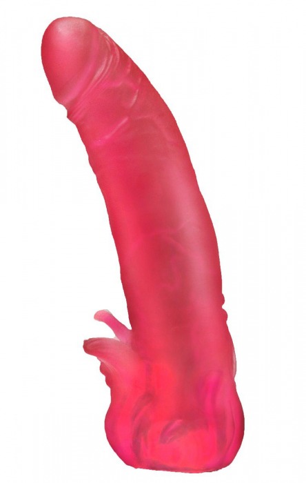 Розовая насадка для страпона с клиторальными лепестками - 18,5 см. - LOVETOY (А-Полимер) - купить с доставкой в Новокуйбышевске
