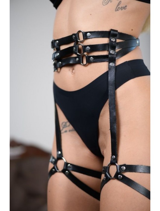 Кожаные гартеры на поясе Esteria - БДСМ Арсенал - купить с доставкой в Новокуйбышевске