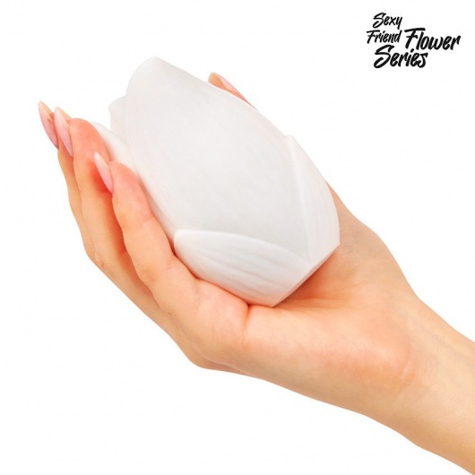 Белый нереалистичный мастурбатор в форме бутона цветка Lotus - 1137 - в Новокуйбышевске купить с доставкой