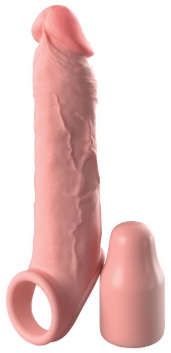Телесная насадка-удлинитель 2 Inch Silicone X-tension with Strap - 20,3 см. - Pipedream - в Новокуйбышевске купить с доставкой