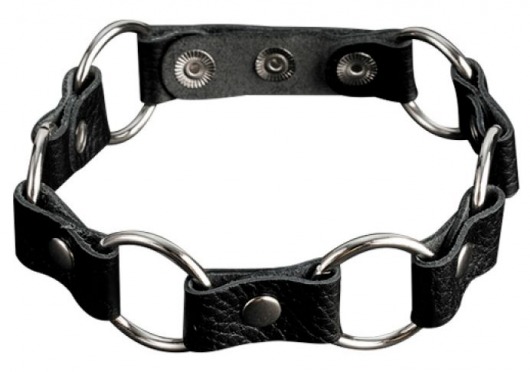 Кожаный черный ошейник с кольцами - Sitabella - купить с доставкой в Новокуйбышевске